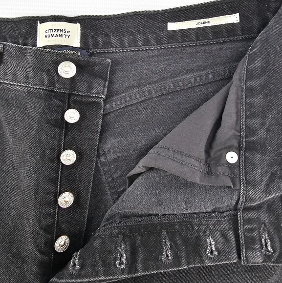 Citizens of Humanity - Jolene High-Rise Straight Jeans Faded Black Distressed 31